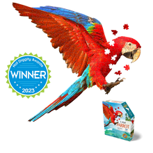 I AM PARROT Unique-shaped 300-piece jigsaw puzzle for ages 10 and up. Each puzzle comes with an educational Madd Capp Fun Facts booklet.