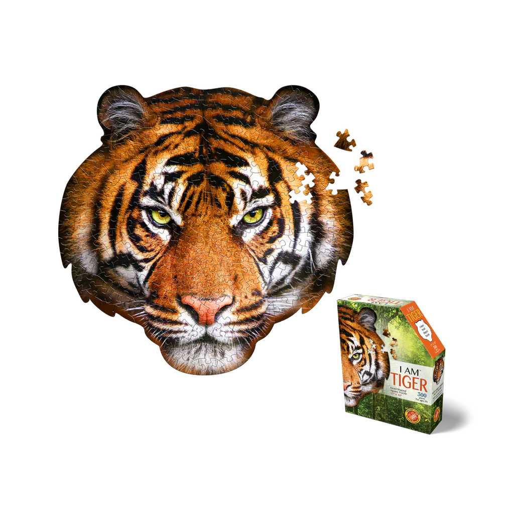 I AM TIGER 300pc puzzle by Madd Capp DESCRIPTION Welcome to the Jungle! Unique-shaped 300-piece jigsaw puzzle for ages 10 and up. Each puzzle comes with an educational Madd Capp Fun Facts booklet. Rosies Gifts, Mosgiel, Dunedin
