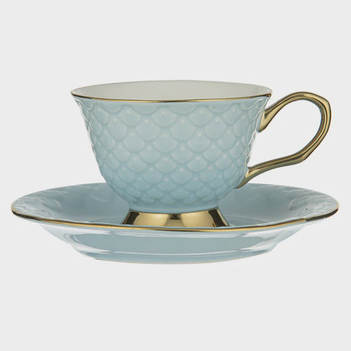 Ripple Powder Blue Cup & Saucer