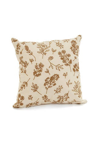 Embroidered Floral Cushion Cotton Case Size: 43cm x 43cm Poly Fill Inner Size - 50cm Feather Fill Inner Size - 45cm