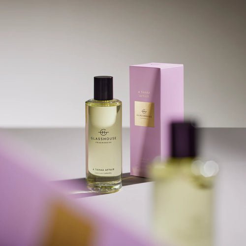 Glasshouse Fragrance VANILLA CARAMEL Interior Fragrance, Room Spray. Think: exotic white florals, jasmine sambac and creamy sandalwood, all splashed with coconut water. Rosies Gifts & Homeware, Mosgiel, Dunedin for quality products for Mother's Day, Birthday, Anniversary & more.