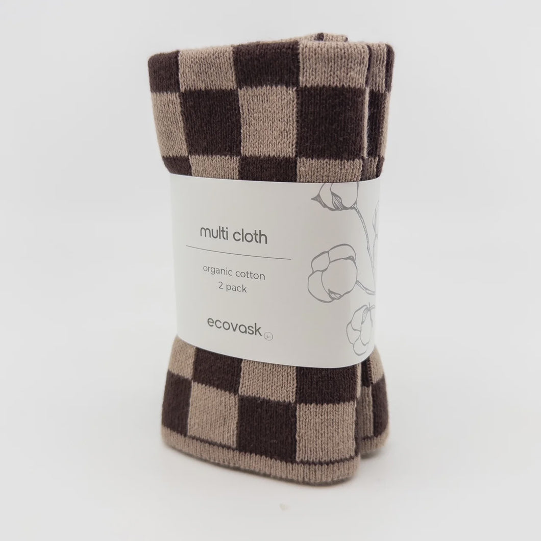 2pk Cloth - Chocolate Chequer