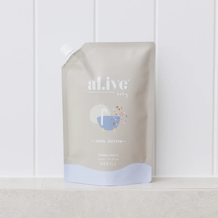 Al.ive 640ml Apple Blossom Bubble Bath Refill  A sustainable solution that doubles your bubble bath supply.