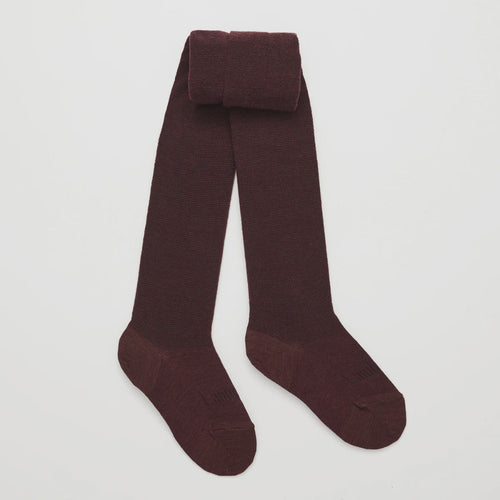 Merino Wool Textured Knit Tights | Woman | Currant Tights/Stockings. The high waist provides an extra wool layer on chilly days. New Zealand Made, 70% Merino Wool, 25% Nylon + 5% Elastane. Rosies Gifts, Mosgiel, Dunedin
