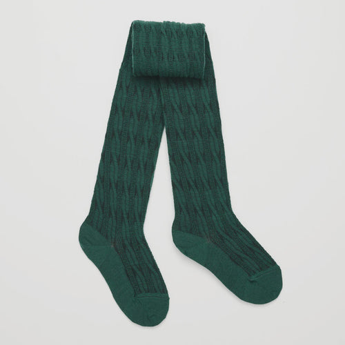 Lamington Merino Wool Cable Knit Tights | Woman | Forest