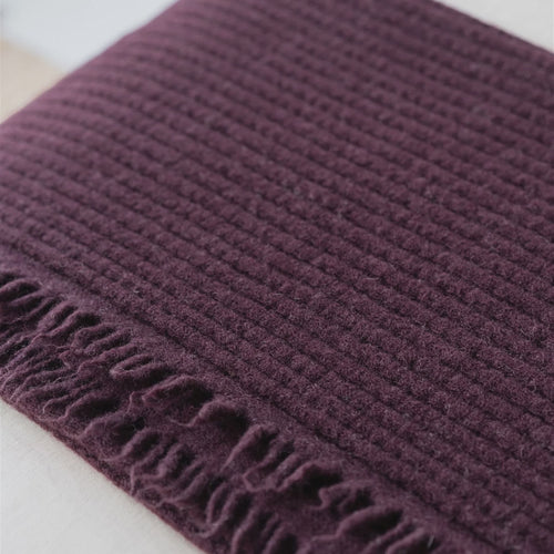 Fig Ribbed Throw Foxtrot Home. Made in New Zealand with homegrown lambswool from Kate’s Hawke’s Bay farm. 100% NZ Lambswool Blanket Throw. Rosies Gifts, Mosgiel, Dunedin.