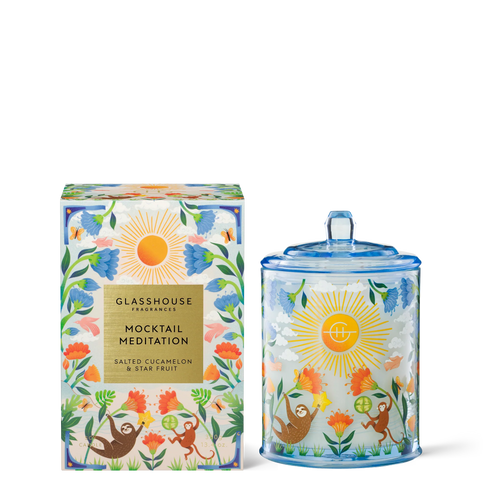 Mocktail Meditation By Glasshouse Fragrances Salted Cucamelon & Starfruit 380g Triple Scented Soy Candle Live in the moment.