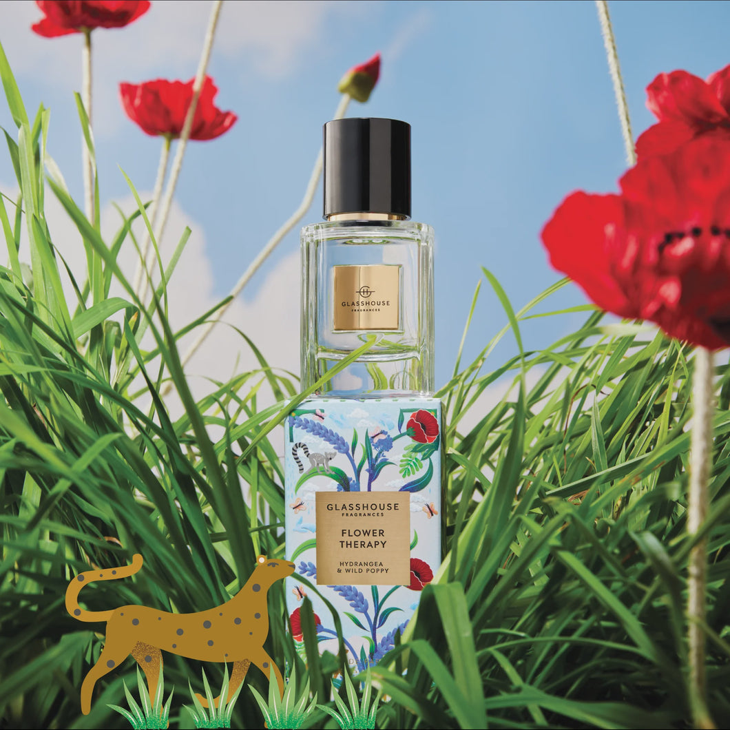 Flower Therapy eau de parfum by Glasshouse Fragrances Hydrangea & Wild Poppy 30mL Eau de Parfum Fresh, sunny & radiant.