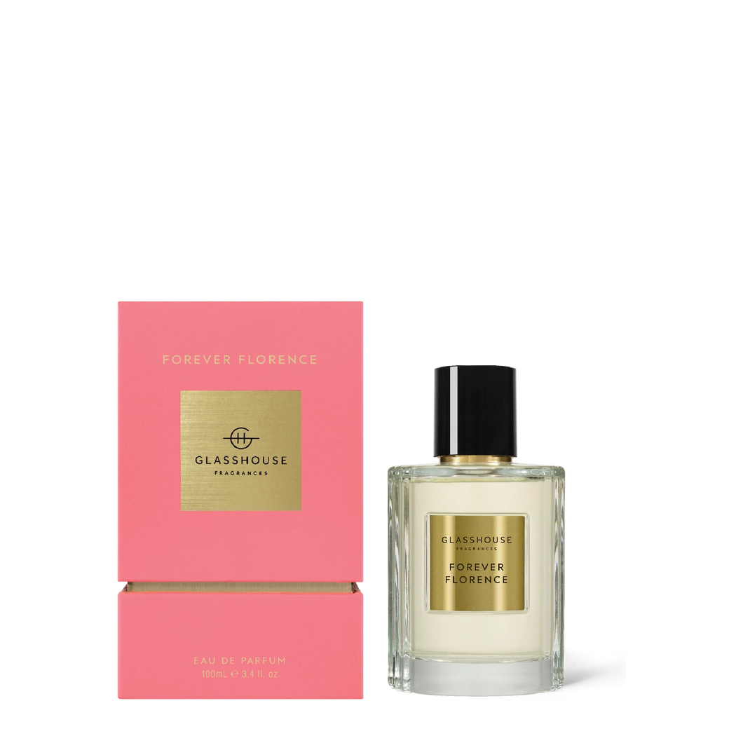Glasshouse Fragrances Forever Florence 100ml EDP WILD PEONIES & LILY 100mL Eau de Parfum A future cult classic, imagine the scent of a Florentine romance. Think pink and white peonies, lily and jasmine with a hint of musk. Rosies Gifts, Mosgiel.