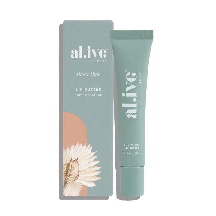 Tinted lip butter - Sheer Lime by Al.ive Description A super rich, moisturising lip butter that nourishes and softens lips, while adding a naturally subtle sheen. Featuring desert lime fruit and botanical extracts. Rosies Gifts, Mosgiel.