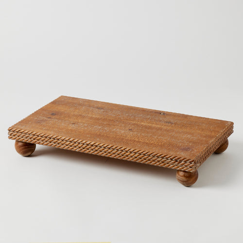 Trentham Display Stand Elevate your space with the rustic elegance of our Trentham Display Stand. Made from walnut-hued fir wood with charming twisted rope edges. Rosies Gifts, Mosgiel, Dunedin for your home decor needs.