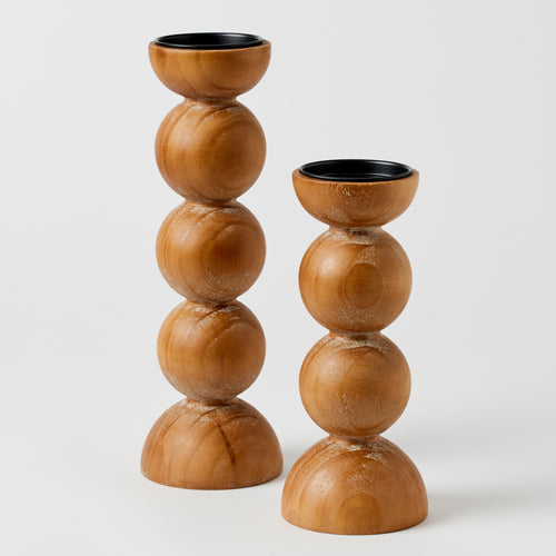 WOODLAND CANDLEHOLDER - Small and Large Illuminate your space with the Woodland Candleholder, designed to accommodate pillar candles up to 8cm wide. Crafted from pine wood and iron. Rosies Gifts, Mosgiel, Dunedin for your home decor needs.