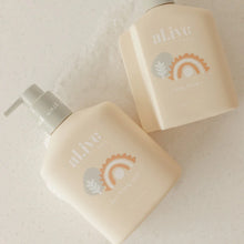 The al.ive baby Hair and Body Duo in Gentle Pear contains a Baby Wash and Body Lotion, both housed in a convenient non-slip tray with easy-to-pump lids.