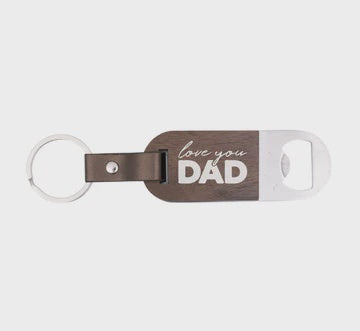 Father's Day Bottle Opener Key Ring by Splosh Wooden bottle opener keyring with printed quote. Doubles as bottle opener and keychain. 8.7cm x 3cm. Rosies Gifts, Mosgiel, Dunedin for your Father's Day gifts.