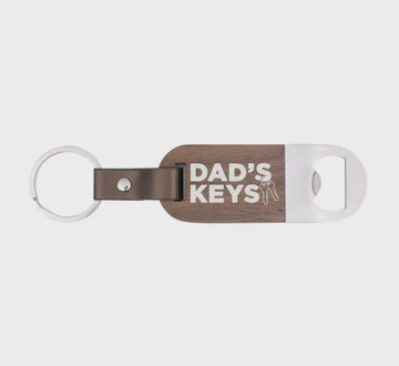 Father's Day Bottle Opener Key Ring by Splosh Wooden bottle opener keyring with printed quote. Doubles as bottle opener and keychain. 8.7cm x 3cm. Rosies Gifts, Mosgiel, Dunedin for your Father's Day gifts.