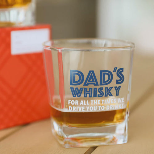 Father's Day Dads Whisky Glass by Splosh. Whisky glass with printed quote. Comes boxed for gifting. Rosies Gifts, Mosgiel, Dunedin for gifts for everyone.