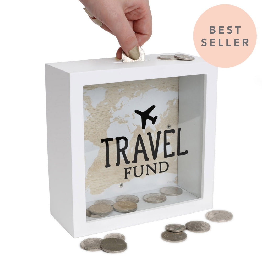 Splosh Travel Fund Change Box This Travel Fund from the Change Box collection is perfect for intrepid travellers, explorers and those who just want to ‘get away’ from it all.