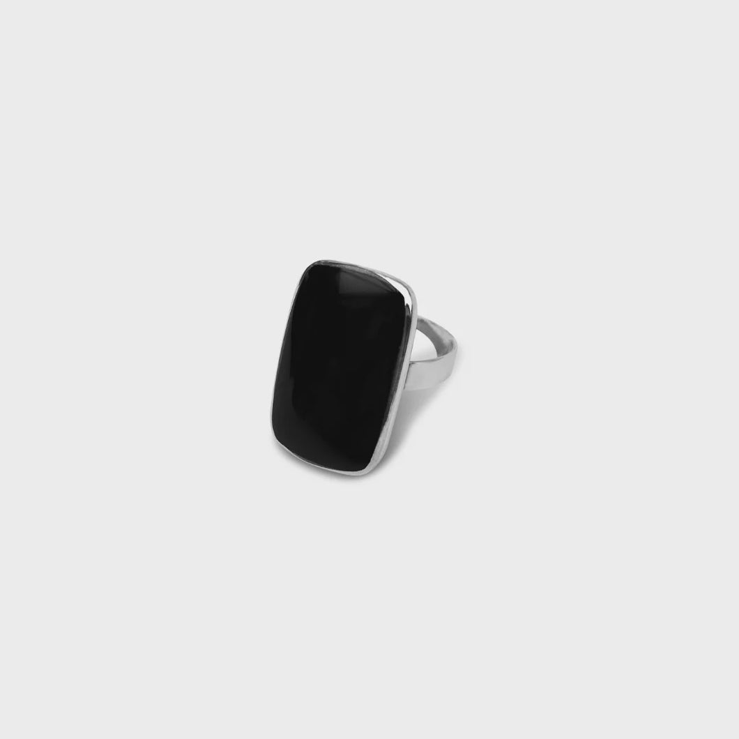 Black Onyx Rectangle Ring