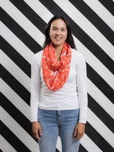 Hello Friday Red Flower Infinity Scarf Soft Tran seasonal Flower Red Print Loop Scarf 100% Cotton NZ Brand. Rosies Gifts & Homeware, Mosgiel, Dunedin for quality scarves, accessories and more.