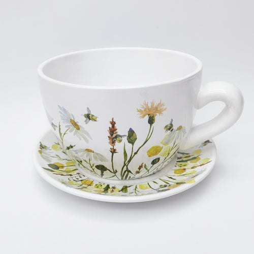 Bee Meadow Tea Cup Planter