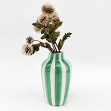 Halcyon Stripe Vase 20cm Featuring a traditional silhouette, and finished in a playful stripe, the Halcyon Vases will bring a bright, fun aesthetic to your living space. Dimensions: 20 x 12 x 12cmMaterials: ceramic. Rosies Gifts, Mosgiel, Dunedin