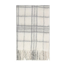 Bliss Mohair Throw Add texture to your living space or just snuggle up with our check throw with bumble fringe in white/light grey. Snuggly blanket / throw for living room or any room. Rosies Gifts & Homeware, Mosgiel Dunedin for quality homeware products.