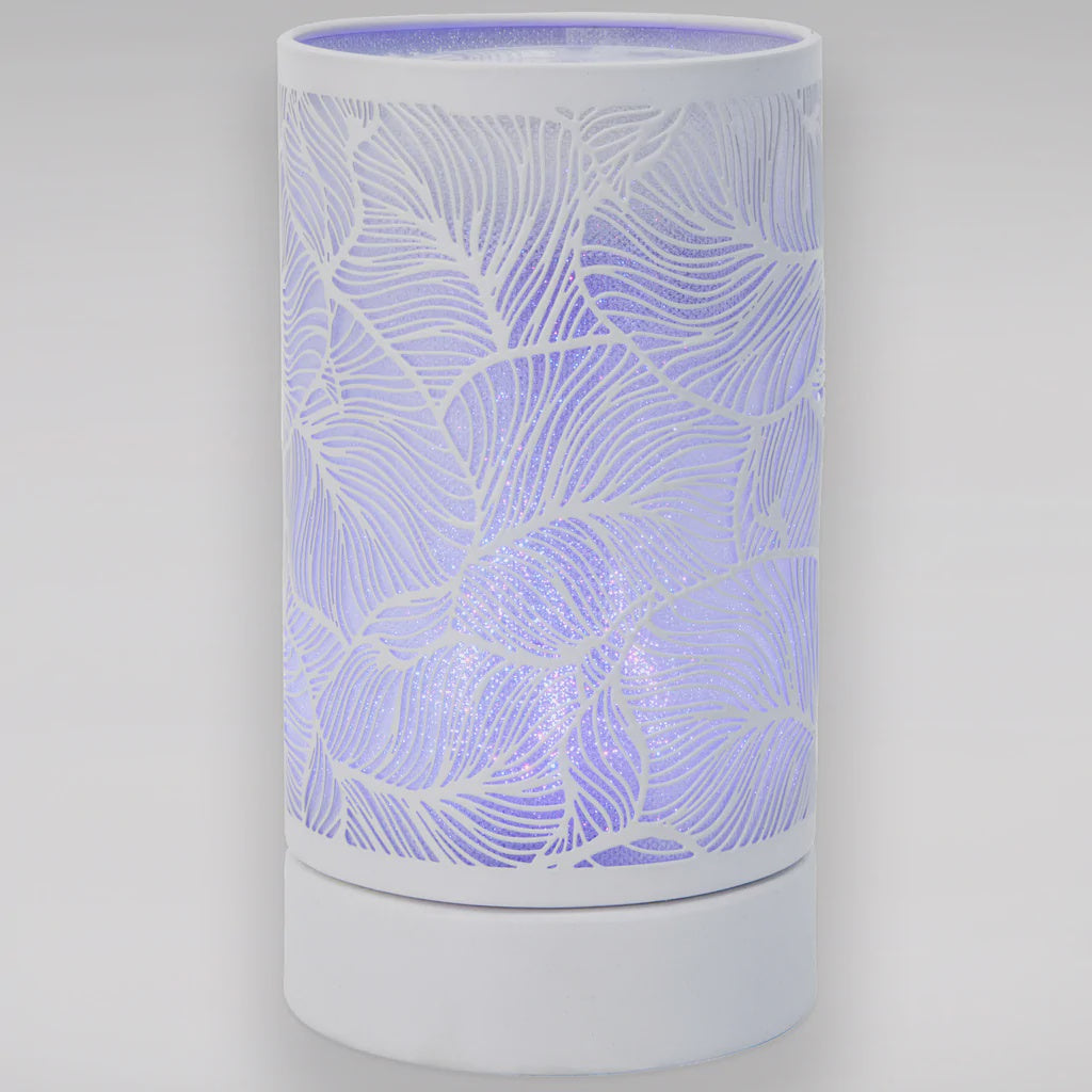 LED Lamp White Metal Leaf