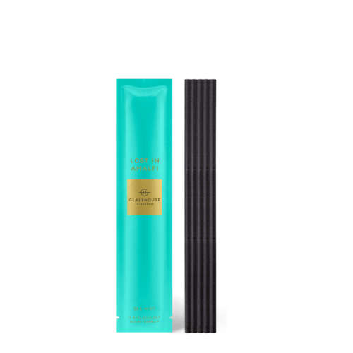 Glasshouse Fragrances Scent Scene Replacement Stems, Rosies Gifts Mosgiel, Dunedin Lost in Amalfi - Sea Mist- the ambience need never end. Impressions of crystal clear water & zesty Limoncello come via freesia, lime & moss. Top Notes: Freesia, Thyme & Tarragon  Middle Notes: Lavender & Moss Base Notes: Musk & Patchouli