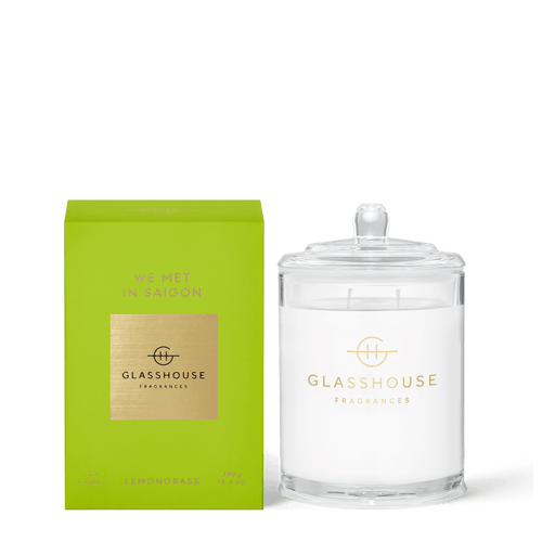 Glasshouse Fragrances, Rosies Gifts Mosgiel, Dunedin 380g Triple Scented Soy Candle Vibrant lemongrass, bergamot and orange conjure up visions of luminous city neons. Fragrance: Top Notes: Lemongrass, Orange, Lime  Middle Notes: Eucalyptus, Bergamot Base Notes: Sandalwood