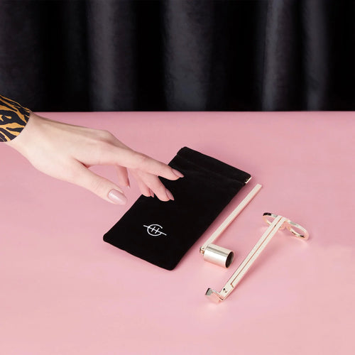The ultimate candle care kit for our GLASSHOUSE FRAGRANCES Scent Addicts. Includes a Wick Trimmer, Wick Snuffer & black velvet case in a gift box. Made from stainless steel with gold plating. Rosies Gifts & Homeware, Mosgiel, Dunedin has quality candle fragrances and accessories.