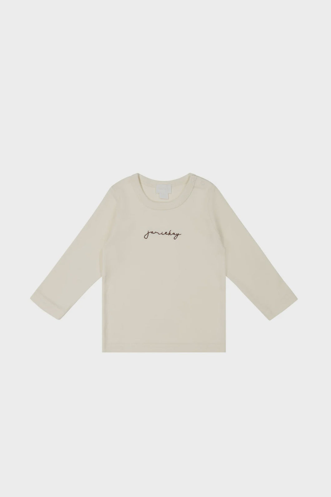 Jamie Kay Pima Cotton Vinny Long Sleeve Top - Cloud 100% Pima Cotton Why pima cotton? Pima cotton produces a longer fibre than traditional cotton, making it more durable, more wrinkle-resistant and soft to the touch. Rosies Gifts, Mosgiel, Dunedin for baby and children's clothing, dresses, socks.