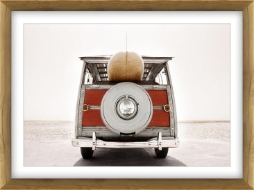 Beach Van B in Glass art print with Oak Frame Fun, Inviting piece of Glass Art or art print for your room, framed art is ready to hang on your special wall. Rosies Gifts & Homeware, Mosgiel has carefully selected quality art for your home. Birthday, Christmas, Father's Day or Mother's Day - we've got you covered.