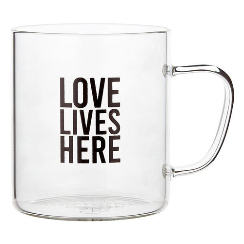 Love Lives Here Glass Mug