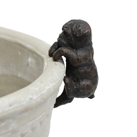 Charming French bulldog décor to hang from planters and pots around the home and garden. Suitable for indoor and outdoor use. Made of Polyresin. 5.7cmLx4.7cmWx9.2cmH.