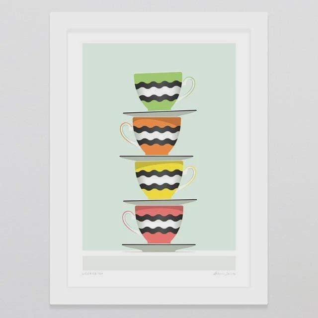 glenn jones art art print a4 print white frame licorice tea art print