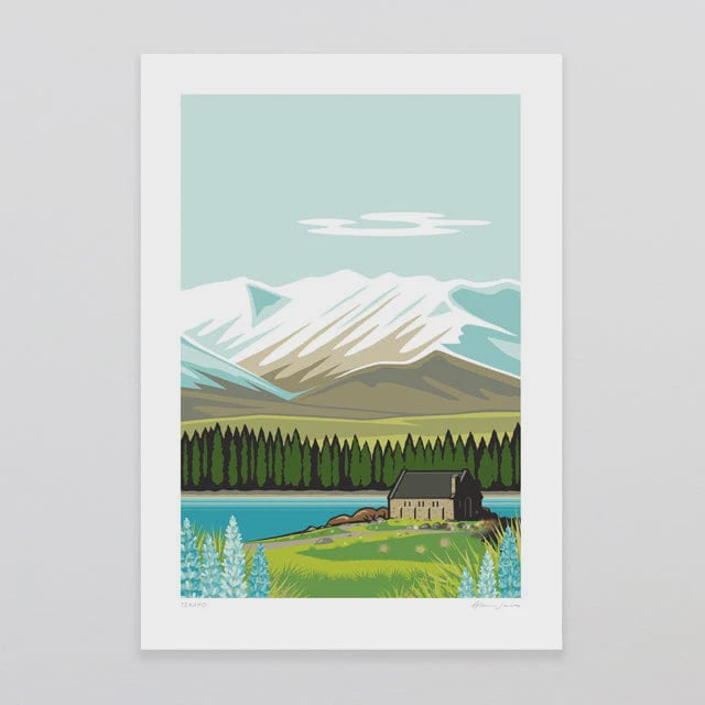 glenn jones art art print a4 unframed tekapo art print