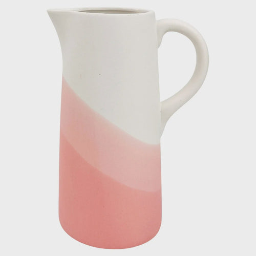Alora Horizon Jug White & Pink Ceramic 950ml H20x14x9.5cm. A charming addition to liven up any space. Rosies Gifts for your kitchen, dining, lounge decor items. Mosgiel, Dunedin