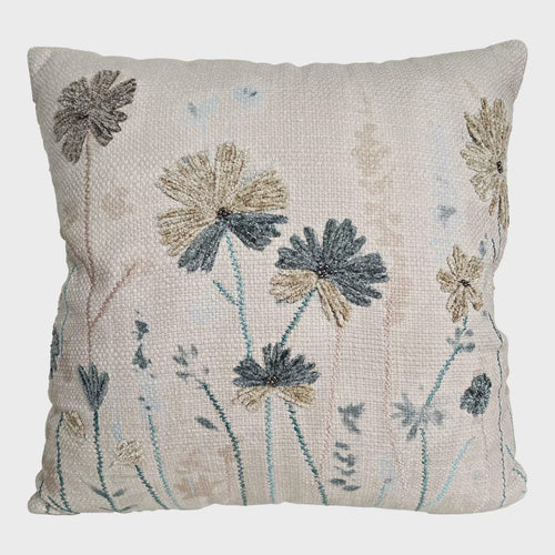 Embroidered Wildflowers Cushion