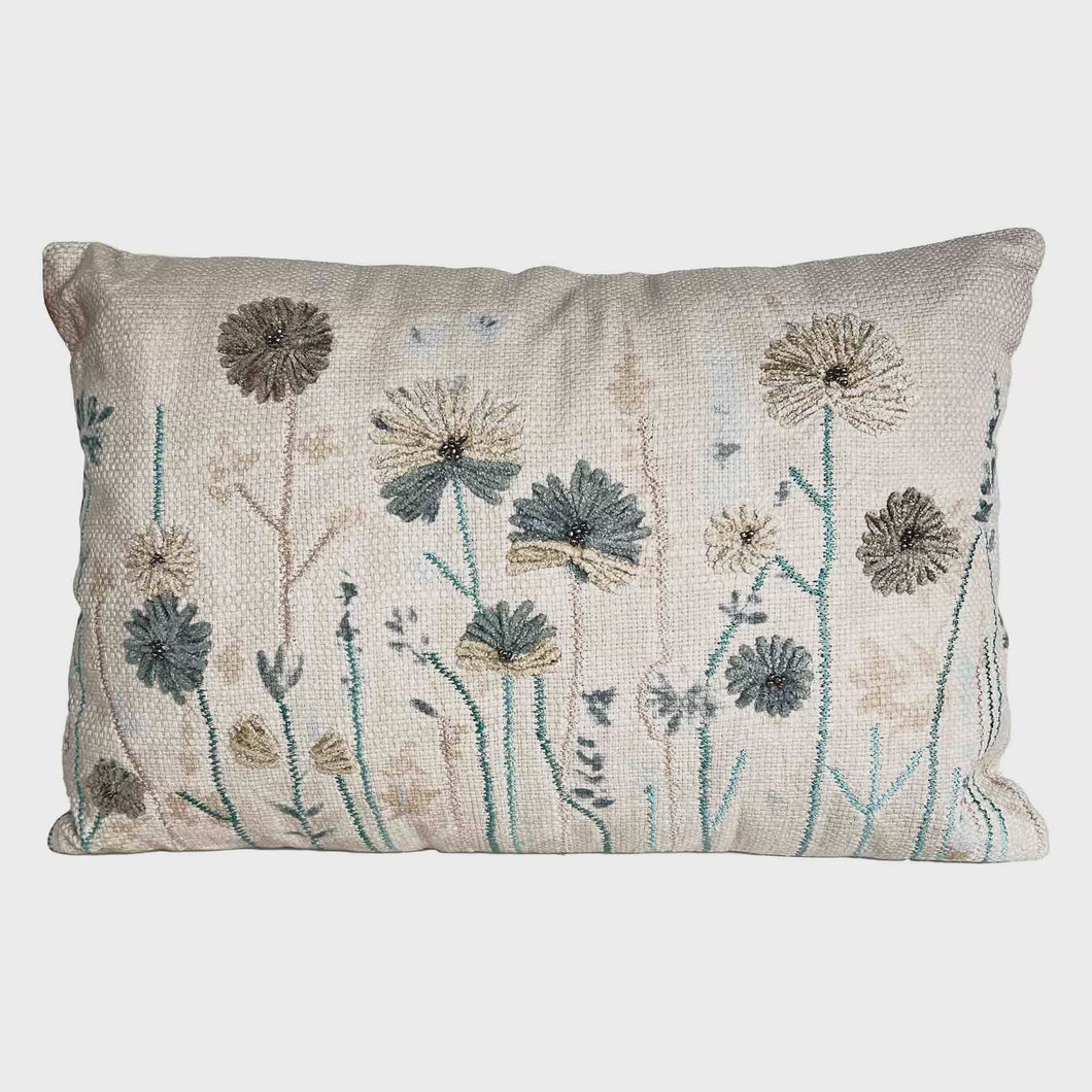 Embroidered Wildflowers Lumbar