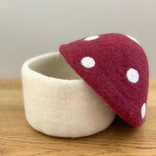 Felted Trinket Box (Mulberry) A whimsical little storage box for you or the little person in your life. Handmade in Nepal from 100% NZ wool and non-toxic dyes.