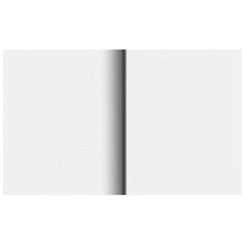Two white panels with a black line between them on a white background