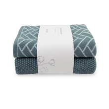 Towel Duo - Sea foam Herringbone