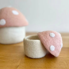 Felted Toadstool Trinket Box (Blush) A little storage box for you or the little person in your life. Handmade in Nepal from 100% NZ wool and non-toxic dyes.