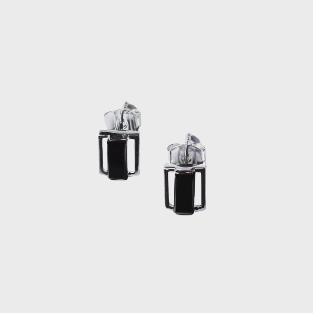 Black Onyx Rectangle Studs