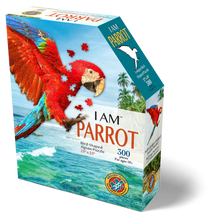 I AM PARROT Unique-shaped 300-piece jigsaw puzzle for ages 10 and up. Each puzzle comes with an educational Madd Capp Fun Facts booklet. 