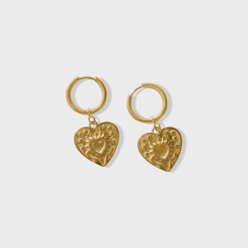 Boho Gold Heart Earrings