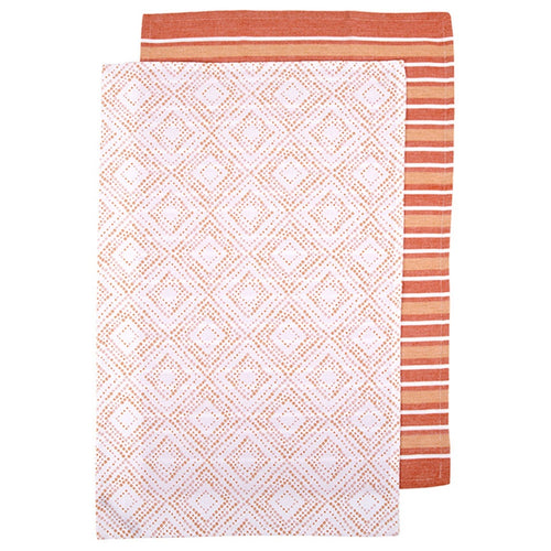 Sanctuary Geo Terracotta 2 Pack Kitchen Towel by Ladelle These bold and earthy kitchen towels are great for drying dishes and cleaning up spills. Rosies Gifts, Mosgiel, Dunedin