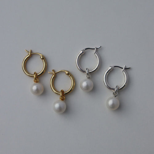 Silver Perle 8mm Hoops