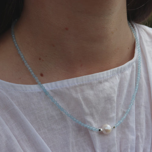 Aquamarine Pearl Necklace