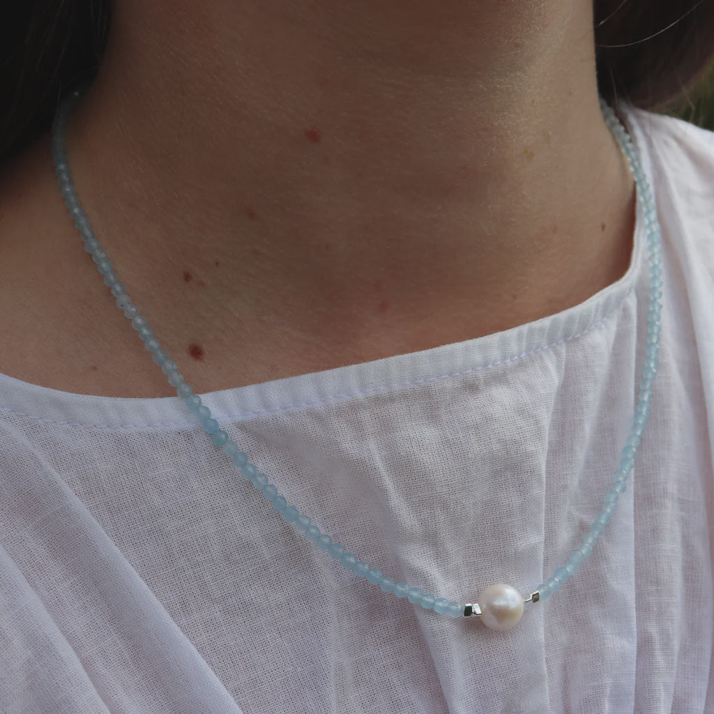 Aquamarine Pearl Necklace